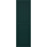 Ekena Millwork 12 W 34 H TRUE FIT PVC Farmhouse Flat Panel комбинација фиксни ролетни за монтирање, термичка зелена боја