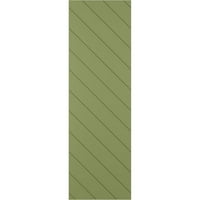 Ekena Millwork 18 W 50 H TRUE FIT PVC Diagonal Slat модерен стил фиксни ролетни за монтирање, мов зелена