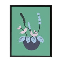 Кејт и Лорел Силви Апстрактни флорали Зелена врамена платно wallидна уметност од кралицата Монјеи, црна, шик цветни уметности