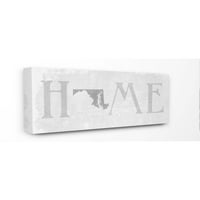 СТУПЕЛ ИНДУСТРИИ Мериленд Мапа на домашна држава Греј Неутрален текстуриран дизајн на зборови платно wallидна уметност од Дафне