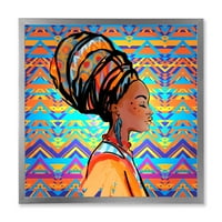 DesignArt 'Porterената на Афроамериканец Портрет со Turban IV' модерен врамен уметнички принт