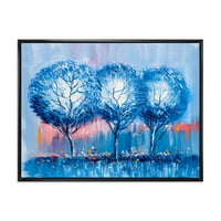 DesignArt 'Шарени пејзажни дрвја Импресионистичка III' Современа врамена платно wallидна уметност печатење