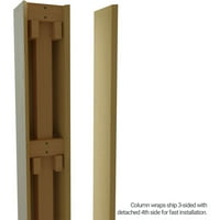 Ekena Millwork 18 W 16'H Rough Sawn Endurathane Fau Wood Wood Non-Tapered Square Column Wrap со FAU Iron Capital & Base
