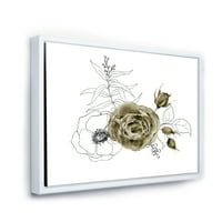 DesignArt 'Еукалиптус гранки со анемонски букет цвет i' традиционално врамено платно wallидна уметност печатење