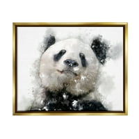 Ступела среќна панда мечка лице животни и инсекти сликање златен плови врамен уметнички принт wallид уметност
