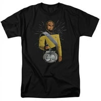 Star Trek & Worf краток ракав за возрасни памук 18- маица, црна- 6x