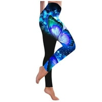Јога панталони плус дозвола за големина, жени мода пеперутка печати јога панталони плус големина обични спортски панталони со