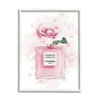 Sulpell Industries Pink Flower Perfume Fashion Glam Design Graphic Art White Rramed Art Print Wall Art, 11x14