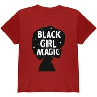 Црна историја месец црна девојка магија афро младинска маица кардинал црвена yxl