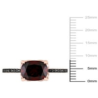 3- Карат Т.Г.В. Гарнет и црна дијамант-акцент 10kt розово злато коктел прстен