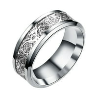 мњин титаниум челик змеј прстен со сребро златен змеј нерѓосувачки челик прстен сребро 6
