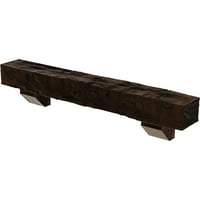 Ekena Millwork 8 H 8 D 60 W HAND HEWN FAU WOOD CAMELPLE MANTEL комплет со Ешфорд Корбелс, Премиум на возраст