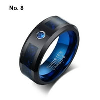 Enquiret Ring Blue Qircon мода преносен трајни прстени со прсти против корозија, мал здрав водоотпорен накит мажи со големина