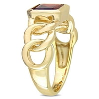 Miabella Women's'sims 1- Carat T.G.W. Гарнет 10kt прстен на ланецот на жолто злато