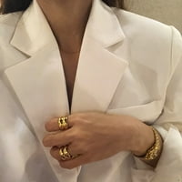 Сјајниот прстен со двојни прстени со двојни кругови, златен два поставен двоен слој бр.8