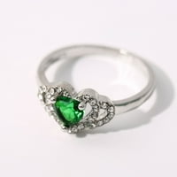 Тојела Цирконски прстен Во Облик На Срце Зелен 10